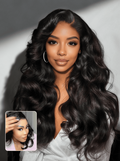 13x4 Pre-Everything 180% Density Loose Wave Glueless Lace Frontal Wig –Feathered Style and Elastic Drawstring Flash Sale